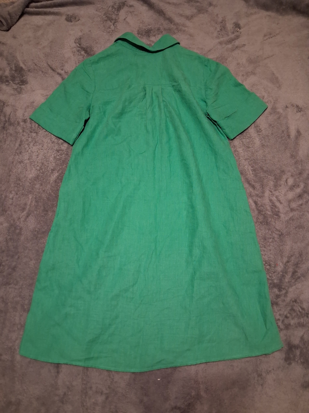Chico's Green 100 Percent Linen Dress Size 0.5 Or 6 Short Sleeves With Pockets - Picture 6 of 6